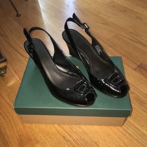 Clarks Black Patent Wedges